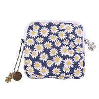 HEALIFTY Sanitary Napkin Bag Zipper Menstrual Bag Large Capacity Sanitary Pad Organizer (Navy Daisy)