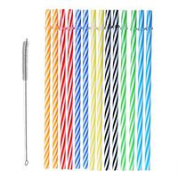 Senfhome Reusable Plastic Straws, 25 Pieces 9Inch L x 8mm W, Colorful Thick Replacement Drinking Straws for 30 oz & 20 oz Yeti, RTIC, Mason Jar, Starbucks with Cleaning Brush.