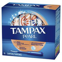 Tampax Pearl Tampons Super Plus Absorbency with LeakGuard Braid, Unscented, 36 Count