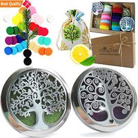 Essential Oil Car Diffuser Aromatherapy - 35mm Vent Clip Diffuser Locket 2Pcs Hypoallergenic Stainless Steel Desk, Yoga, Travel Nontoxic EcoFriendly Oils All Natural EO Air Freshener Gift Set 36 Pads