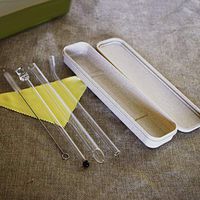 pzkwmfv 6Pcs Super Valuable Suit Cartoon Bear Stirring Reusable Glass Drinking Straws Pipe with Cleaning Brushes - Extra Long