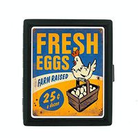 Metal Cigarette Case Vintage Poster D-253 Fresh Eggs Farm Raised