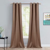NICETOWN Light Reducing Grommet Curtains - Tripe Woven Textured Soft Curtain Panels for Living Room Window Treatment Drapes (2 Panels, W42 x L90, Cappuccino)