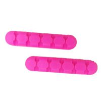 Cable Clips,Silicone Wire Holder, 5-Channel Desktop Wire Manager, with Strong Adhesiveness, for Power Cable \USB Charging Cable, Mouse Cable and Other 5MM Diameter Wire. (Rose Red)