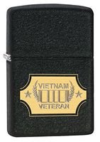 Zippo Vietnam Veteran Pocket Lighter, Black Crackle