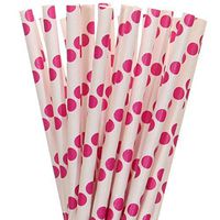 Dark Pink Polka Dot Paper Straws (25)