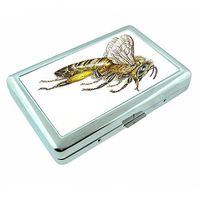 Perfection In Style Metal Silver Cigarette Case Vintage Insects Design 009