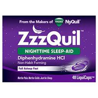 ZzzQuil Nighttime Sleep Aid Liquidcaps, 48 ct, Non-Habit Forming, Fall Asleep Fast and Wake Refreshed