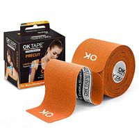 OK TAPE Sports Kinesiology Tape - 20 Strips Precut Latex Free Waterproof Athletic Tape for Pain Relief, Supports and Stabilizes Muscles & Joints Lasts Upto 3 Days- 2inch x 16.4 feet Roll Orange