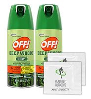 Off! Deep Woods Dry Insect Repellent, 2.5 Ounce Aerosol (2 Count) + Bonus Wipes