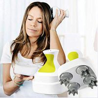 Head Massager Electric Portable Scalp IPX7 Waterproof Rechargeable Neck and Body Massager with Bamboo Wood Charging Base, Removable Massage Nodes