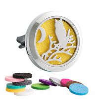 Aromatherapy Auto Car Perfume Freshener Diffuser Essential Oil Vent Clip Monogram Initial Owl Locket