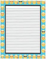 Kid's Camp Blue Emoji Lined Stationery Paper 26 Sheets