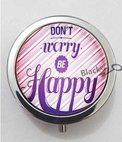 BlackKey Dont Worry Be Happy 3-Compartment Decorative Pocket Gift Box Case Organizer for Pill, Color 1-732
