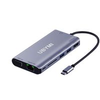 USB C Hub, UBYMI 8-in-1 USB C Adapter with Ethernet Port, 4K USB C to HDMI,PD Type C Charging Port,VGA, 2 USB 3.0 Ports,SD Card Reader, Mic/Audio, Compatible for MacBook Pro and Other Type C Laptops.