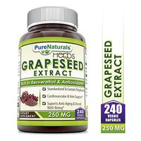 Pure Naturals Grapeseed Extract 250 Mg, 240 Veggie Capsules (Non-GMO), Standardize to Contain Polyphenols, Cardiovascular & Vein Support, Supports Anti-Aging & Overall Well-Being