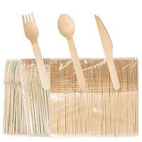 6.3" Length Wooden Disposable Cutlery set 100 Forks, 100 Spoons, 100 Knives Party Supplies tokodailydeals