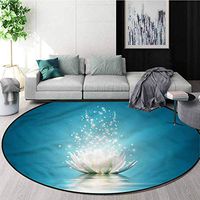 RUGSMAT Lotus Warm Soft Cotton Luxury Plush Baby Rugs,Zen Life Spiritual Meditation Non-Skid Bath Mat Living Room/Bedroom Carpet Round-51