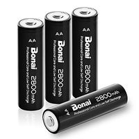 Bonai 4 Packs 2800mAh AA Rechargeable Batteries 1.2V Ni-MH Low Self Discharge - UL Certificate