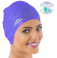 Swim Cap for Long Hair - Silicone Swimcap for Long Hair | Swimming Caps for Women & Men | Silicone Swim Caps for Long Hair - Bathing Cap to Keep Your Hair Dry (Purple)