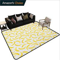 YucouHome Yellow and White Traditional Area Rug Living Room, Cartoon Style Bananas Pattern Exotic Fresh Ripe Fruit Healthy Tropical, Fashionable High Class Living Dinning Room(4'x 6') Yellow White