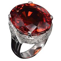 Slendima Fashion Oval Rhinestone Bridal Engagement Statement Ring Women Wedding Banquet Party Anniversary Jewelry Red US 10