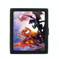 Metal Cigarette Case Holder Box Dragons Design-008