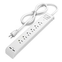 Power Strip RAVPower 6-Outlet Office Home Surge Protector with 2 iSmart USB Ports, ETL Listed Power Plug 880 Joule with 5 ft Long Power Cord and Bottom Wall Mounting Ports (White)
