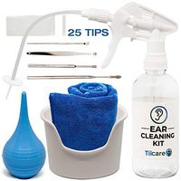 Ear Wax Removal Tool by Tilcare - Ear Irrigation Flushing System for Adults & Kids - Perfect Ear Cleaning Kit - Includes Basin, Syringe, Curette Kit (Spoon and Spiral), Towel and 25 Disposable Tips
