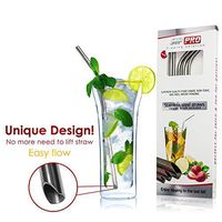 SIP-PRO Stainless steel straws, UNIQUE BOTTOM SHAPE For Easy Sipping, Reusable, for YETI, RTIC, Rambler Tumbler Cups, Gift Card and Brush Included - 6 set (3 straight - 3 bent)