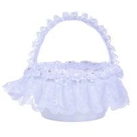 Icocol Bridal Flower Girl Basket Ring Bearer Wedding Ceremony Party Decoration with Silk Ribbon (A)