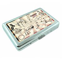 Perfection In Style Metal Silver Cigarette Case Vintage Circus Design 005
