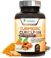 Turmeric Curcumin 100% Pure Extract 95% Curcuminoids with Bioperine Black Pepper for Best Absorption, Best Joint Support, Made in USA, Turmeric Pills by Natures Nutrition - 120 Capsules