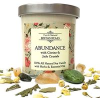 Abundance Pure & Natural Soy Candle 8.5 oz 100% All Natural & Non Toxic with Crystals, Bay, Tangerine & Jasmine Herbs & Essential Oil for Success Prosperity & Wealth: Wiccan Pagan Ritual