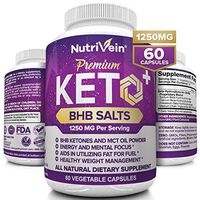Nutrivein Keto Diet Pills 1250mg - Advanced Ketogenic Diet Supplement - BHB Salts Exogenous Ketones Capsules - Effective Ketosis Best Keto Diet, Mental Focus and Energy, 60 Capsules