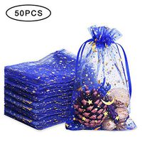 Noverlife 50PCS Drawstring Sheer Organza Bags, Tulle Mesh Party Favor Gift Bag Jewelry Pouches for Wedding Birthday Baybe Shower Festival Cosmetics Perfume Chocolates - 4x6in (10x15cm)
