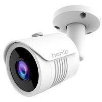 Bright Clear Night Vision 2MP Wide Angle (AHD TVI CVI 960H) Indoor Outdoor Bullet CCTV Camera, Honic 1080P Security IR Analog Camera, Waterproof Full HD Cam for Home Video Surveillance (Metal, White)