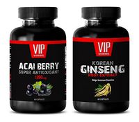 Metabolism Formula - ACAI Berry Extract – Korean Ginseng Extract - Ginseng Root Powder - 2 Bottles Combo (60 Capsules + 60 Capsules)