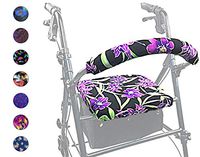 Crutcheze Purple Flowers Rollator Walker Seat and Backrest Covers Designer Fashion Accessories Made in USA