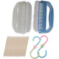 Coralpearl Hand Finger Nail Scrub Brush Set With Cuticle Remover for Deep Cleaning,S Hooks Small Scrubber Cleaner Tool for Men Women Gardener,Mechanic,Kitchen Sink,Bathroom Bath Tub,Laundry,Shower (5)