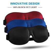 Sleep Mask 3 Pack, Upgraded 3D Contoured 100% Blackout Eye Mask for Sleeping with Adjustable Strap, Comfortable & Soft Night Blindfold for Women Men, Eye Shades for Travel/Naps, Black/Red/Blue