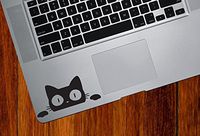 Yadda-Yadda Design Co. Surprise Cat Peeking Vinyl MacBook Laptop Decal Sticker - Copyright 2015 YYDC (Size and Color Choices) (Small, 3.5" w x 1.5" h, Black)