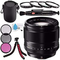 Fujifilm XF 56mm f/1.2 R Lens 16418649 + 62mm 3 Piece Filter Kit + 62mm Macro Close Up Kit + Deluxe Cleaning Kit + Lens Pouch + Lens Pen Cleaner + Flexible Tripod Bundle