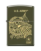 Zippo US Army Eagle and Flag Design Green Matte Pocket Lighter