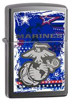 Zippo USMC Emblem Black Ice Pocket Lighter