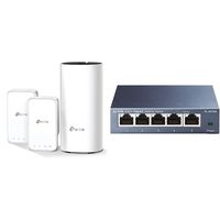 TP-Link Deco Whole Home Mesh WiFi System - Seamless Roaming, Adaptive Routing, Up to 4,500 Sq. ft (Deco M3 3-Pack) & 5 Port Gigabit Ethernet Network Switch (TL-SG105)