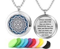 Aromatherapy Essential Oil Diffuser Necklace Flower Pattern Stainless Steel Locket Pendant