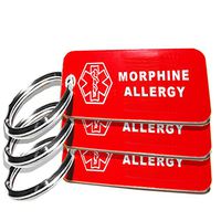 My Identity Doctor - 3 Pre-Engraved Morphine Allergy Plastic Medical Alert ID Keychains, Small 2.25 x .79 Inch