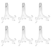 Artliving 9" Clear Plastic Easels or Stand/Plate Holders to Display Pictures or Other Items at Weddings, Home Decoration, Birthdays, Tables (6 Pack)
