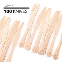 WoodU Elegant Wooden Knives – Disposable Utensils, Biodegradable, Eco-Friendly - for Special Events, Fancy Parties, Wedding Receptions (100 Pack) 7.75" Length by WoodU